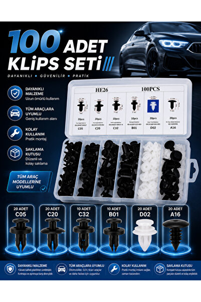 Hubstein 6 Size 100Pcs Auto Fastener Clips Bumper Door Trim Retainer Fastener...