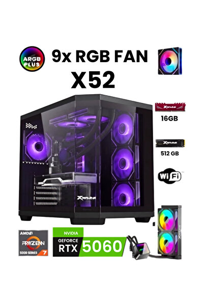 XGAMING X52 Ryzen 7 5700X 16GB 512GB M.2 SSD 8GB RTX5060 Sıvı Soğutmalı Oyunc...