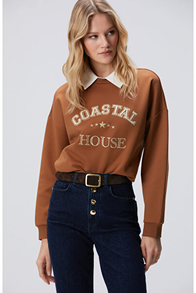 Network Camel Denim Yakalı Sweatshirt