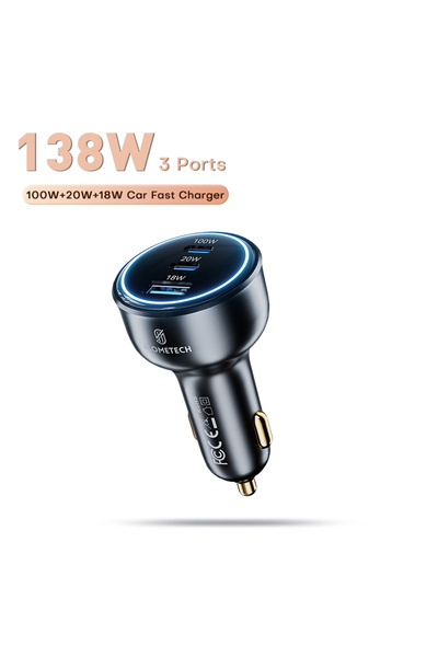 Choice شاحن سيارة لاسلكي بقوة 138 واط، شحن سريع للهواتف عبر منفذ USB من النوع...