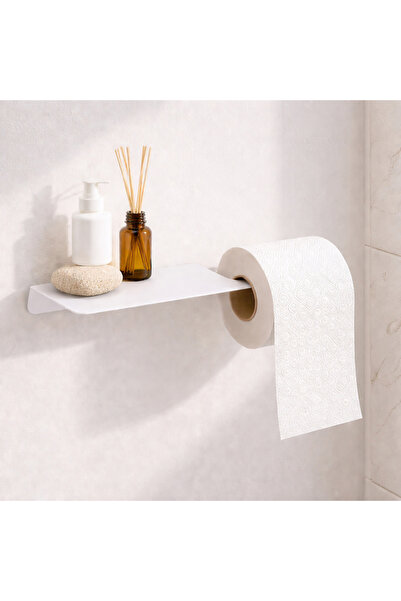 Decopin Toilet Paper Holder with Shelf White Color