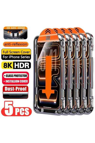 Choice13 iPhone 15 Pro HD Tempered Glass 5 Pieces 5PCS Easy Install HD Screen...