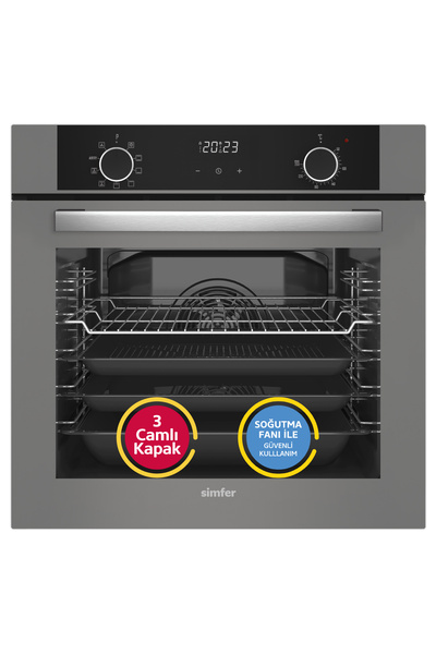 Simfer 8217 Airfry 10 Programlı Gri Cam Ankastre Fırın