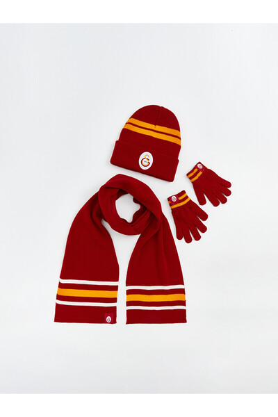 LC Waikiki Nevavm Farkıyla Lcw Accessories Red Embroidered Boy's Scarf, Beani...