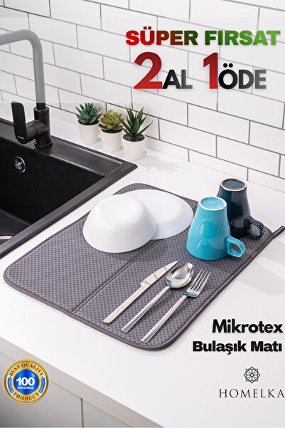 HOMELKA Mikrotex Bulaşık Matı Süper Emici Bulaşık Kurutma Matı 45x36cm Tezgah...