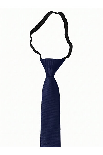 BLC Basic Line Co. Navy Blue Colored Elastic Ready Tied 6 Cm Wide Dobby Tie