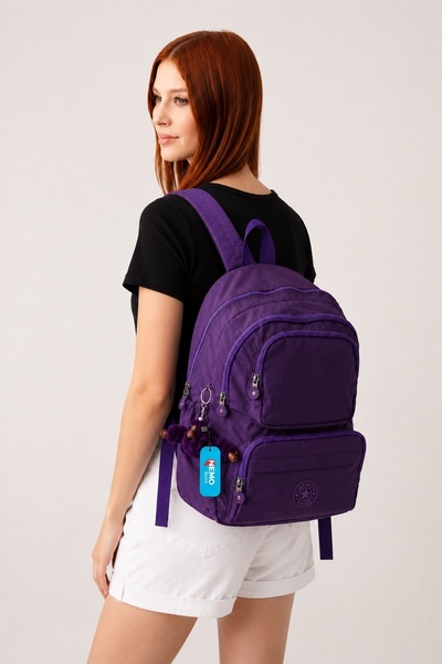 NEMO BAGS للجنسين أرجواني حقيبة ظهر مدرسية كمبيوتر محمول وحقيبة سفر حقيبة ريا...