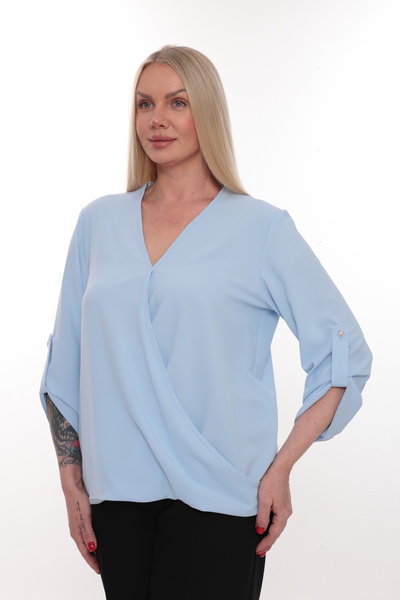 Maya Butik Bebe Mavi Kruvaze Truvakar Kol Jessica Krep Bluz - 21946