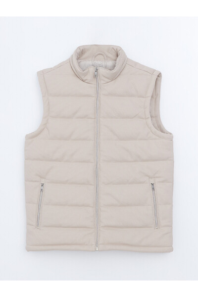 LC Waikiki Lcw Vision Beige Interlock Plain Men's Puffer Vest with Nevavm Dif...
