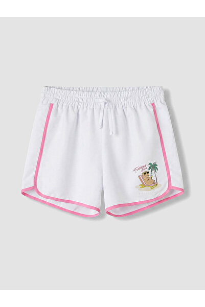 LC Waikiki Trendlucky Girls' Sea Shorts with Printed Difference