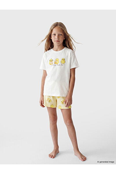 LC Waikiki Vizyon New Season Printed Girls' Shorts Pajama Set