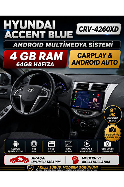 Carvocal Hyundai Accent Blue Android Multimedya Sistemi (2011-2017) CRV-4260X...