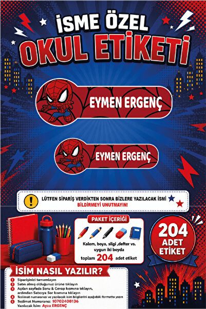 Ayza Tasarım Kalem Defter Kitap Etiketi İsim Etiketi Kişiye Özel Yapışkanlı E...