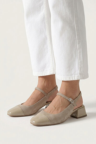 Ziya , Women's Genuine Leather Heeled Shoes 1611030Z2643 Beige