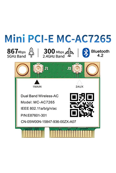 Choice WiFi 5 MC-AC7265 Wifi 6/5/4 Bluetooth Mini PCI-E Wireless Card Network...