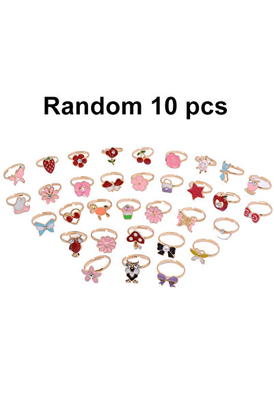 Choice1 10pcs random 10/20/36 pcs Cute Adjustable Rings Children Girls Preten...
