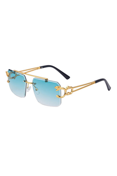 Choice5 green Fashion Leopard Rimless Sunglasses Double Bridges Gradient Ocea...