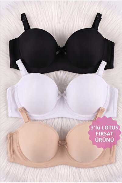 CHOCHO Kadın Lotus Dolgusuz Telli Toparlayıcı 3'lü Sütyen Takımı