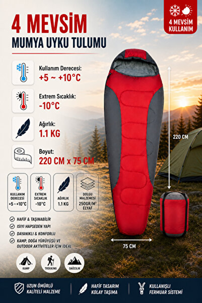 Begin Power 4 Season Mummy Type Sleeping Bag -10 ° C Comfortable Camping Slee...
