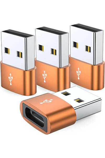 Choice1 Orange 4-Pack USB C Female To USB Male Adapter Type C To USB A Charge...