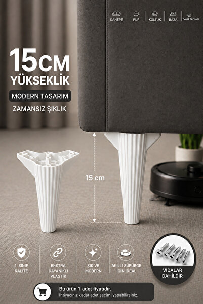 Ulaş Hırdavat Mobilya - Baza - Koltuk - Akıllı Masa Ayağı, Beyaz Renk Çizgili...