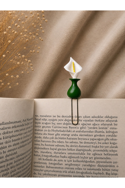 Güsvent Design Co El Yapımı Çiçekli Vazo Kitap Ayracı
