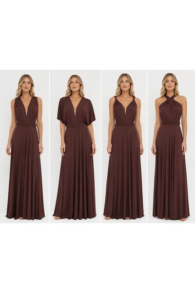 morche Women's Sleeveless Long Evening Dress with Flare Skirt with Different ...