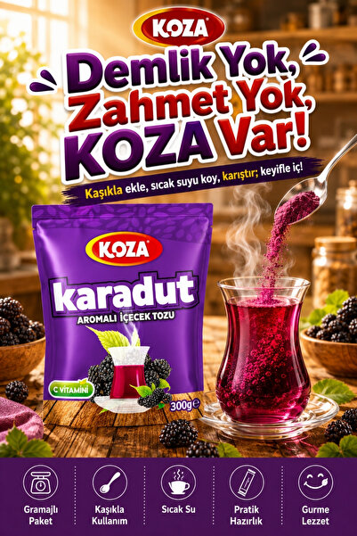 Koza Gurmelerin Seçimi Karadut Aromalı Muhteşem Lezzet Karadut Çayı Premium İçecek Tozu 300 Gram