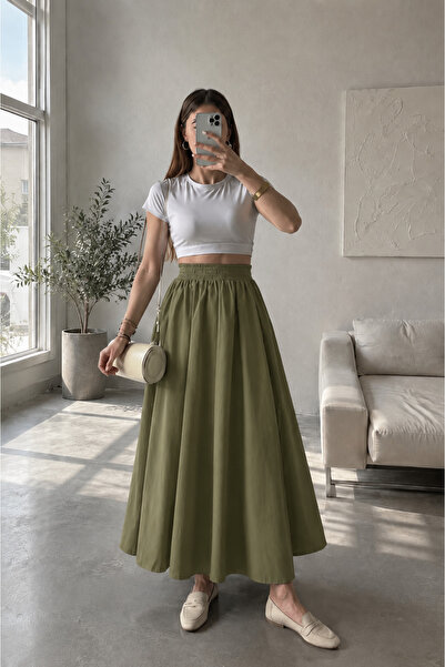 BILDEŞA Double Skirt with Elastic Waist and Pockets