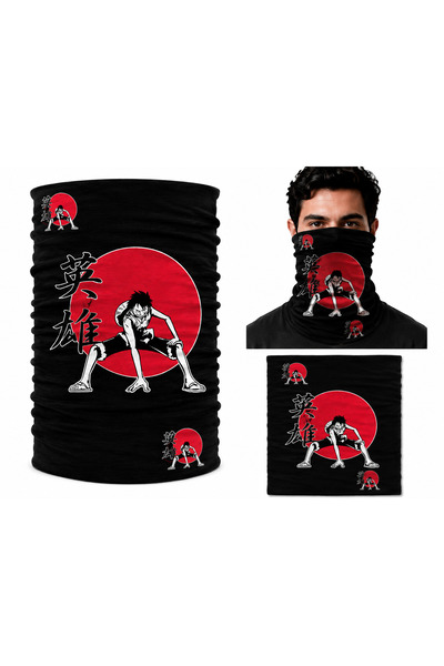 FG KONNİCHİWA One Piece Printed Bandana Anime Face Mask and Neck Gaiter and D...