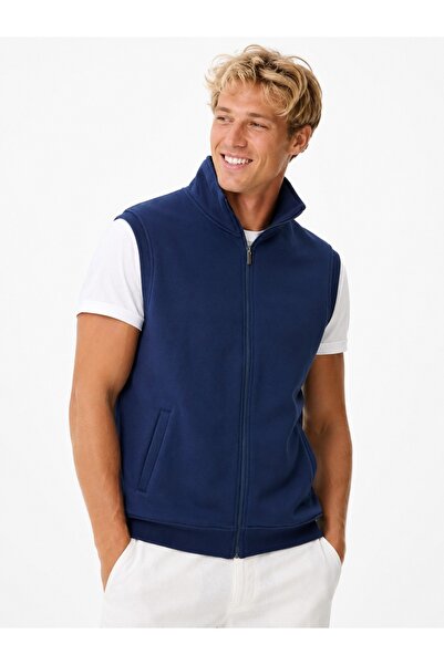 Duss Men's 3-Thread Comfortable Vest with Stand Collar