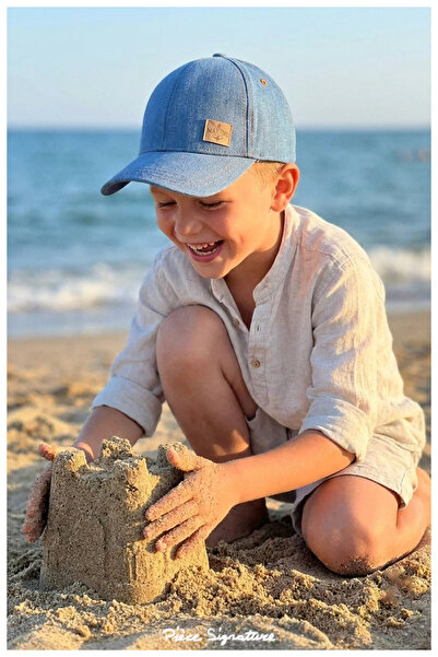 PIECE SIGNATURE Both Sporty and Stylish, Denim Cap for Children (5-8 Years Ol...