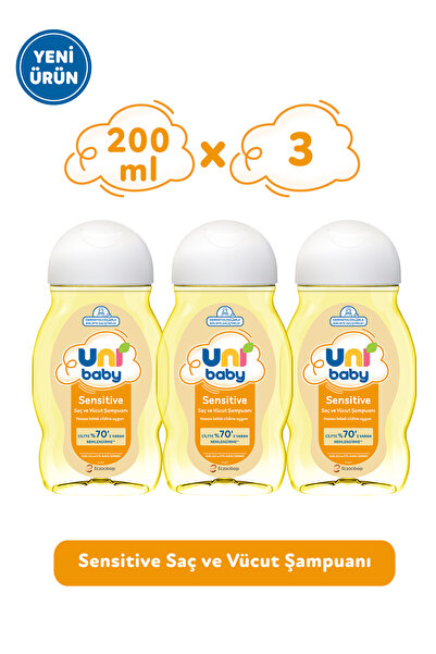 Uni Baby Sensitive Saç Ve Vücut Şampuanı 200 Ml 3'lü