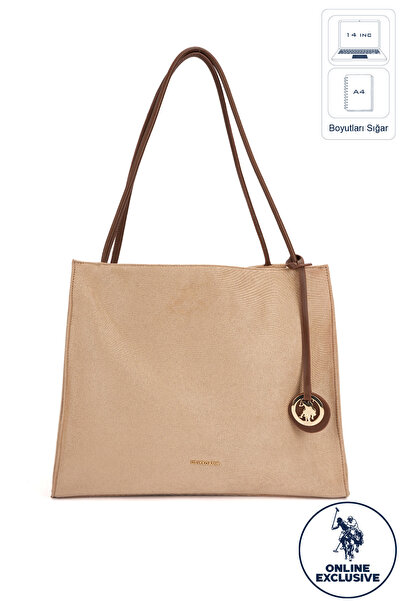 U.S. Polo Assn. حقيبة كتف نسائية باللون البيج Us26806 حصرية على الإنترنت