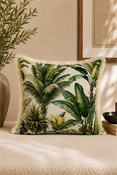 ASDİVA غطاء وسادة مزخرف بتصميم نباتات الغابة من SAVAN مقاس 45 × 45 - طباعة رق...