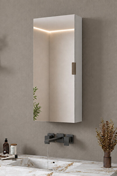 Rani Mobilya Rani KB109 Aynalı Banyo Dolabı Raflı Çok Amaçlı Dolap Beyaz