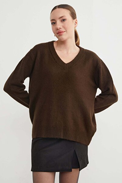 Fulla Moda basic Pulover casual cu decolteu în V