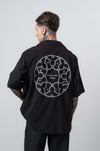 Respire Ανδρικό πουκάμισο Itsbyzey με κέντημα, oversize, μαύρο