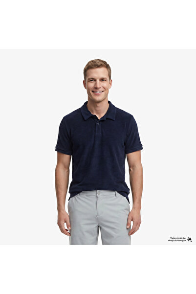 Nautica Erkek Lacivert Regular Fit Havlu Polo Yaka T-Shirt