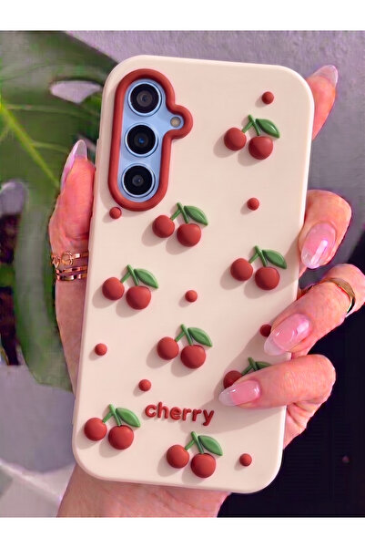 Rivor Samsung Galaxy A57 Uyumlu Kılıf Kamera Çıkıntılı Cherry Yazılı Kiraz Ka...