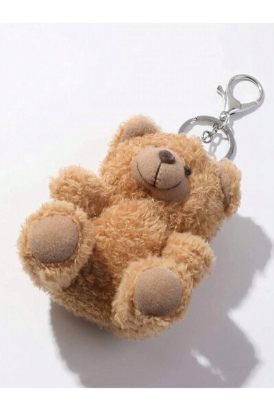 Choice brown Cartoon Plush Bear Keychain Cute Fluffy Stuffed Animal Key Ring ...
