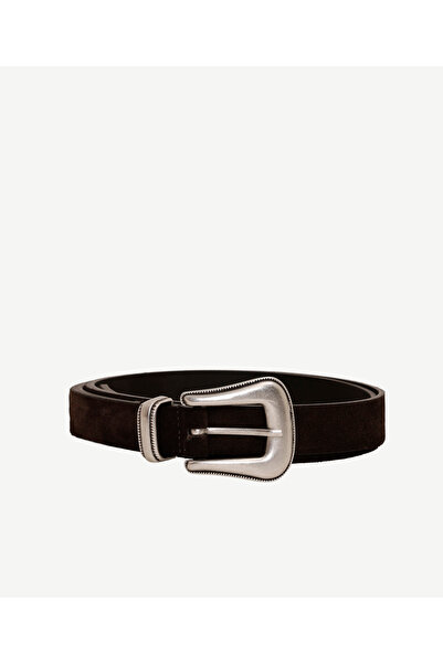 Yargıcı Patterned Leather Belt with Metal Buckle Detail