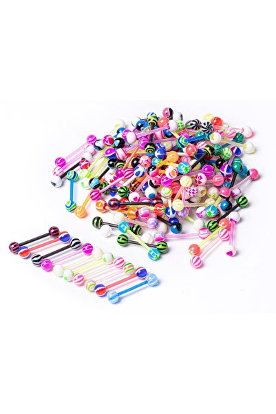 Choice3 10pcs Acrylic Mix Color Acrylic Tongue Rings Wholesale 14g Stainless ...