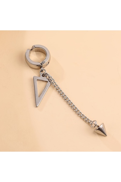 Choice Silver 1pc Stylish Punk Unique Design Stainless Steel Geometric Triang...
