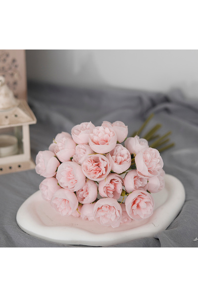 Choice Pink 27heads Pink Roses Peony Artificial Flowers Silk Bouquet for Tabl...