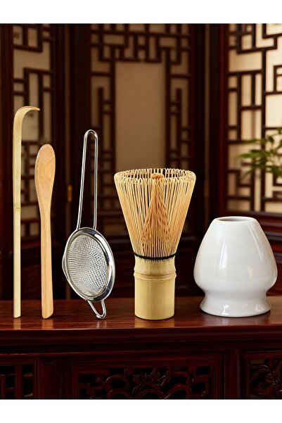 choice2 White 5pcs Matcha Whisk Set - Bamboo Whisk, Tea Strainer, Scoop, Spoo...