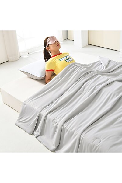 Choice23 200x230cm Gray Air Condition Comforter for Summer Pure Color Ice Sil...
