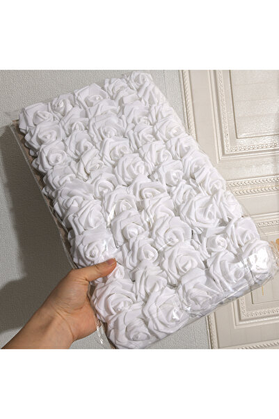 Choice white-50pcs 50pcs/package White PE Rose Artificial Flower Head With St...