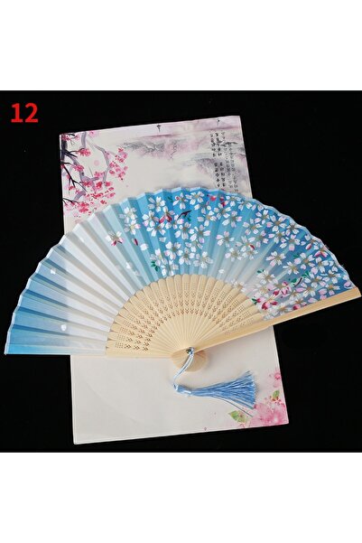 Choice 12 1Pc Vintage Silk Folding Fan Retro Chinese Japanese Bamboo Folding ...