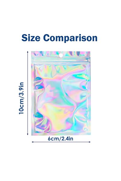 Choice 10x6cm 100pcs Holographic Resealable Mylar Bags Ziplock Candy Suger Te...